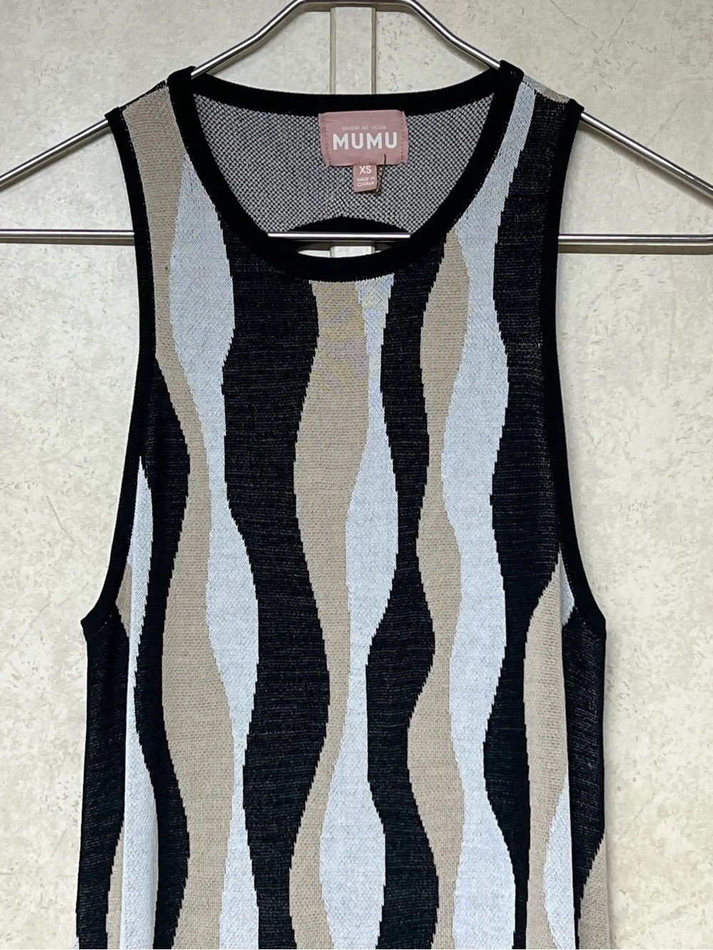 Show Me Your MuMu Sweeney sweater dress squiggle stripe knit dress open back - Picture 6 of 12
